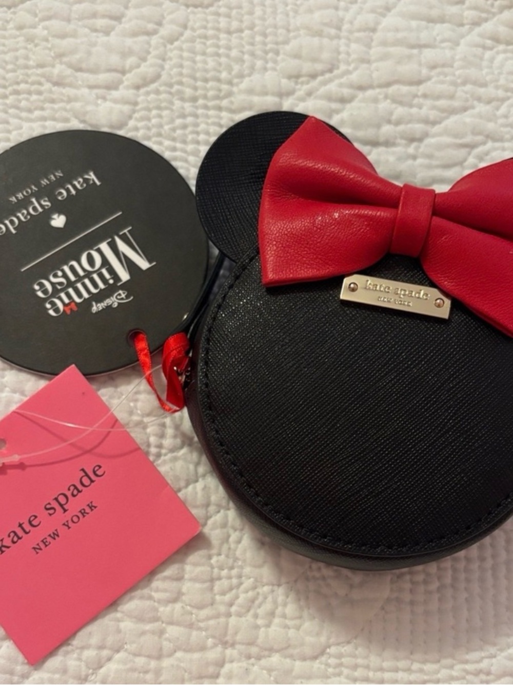 kate spade Black and Red Minnie Mouse Coin Case with Bow